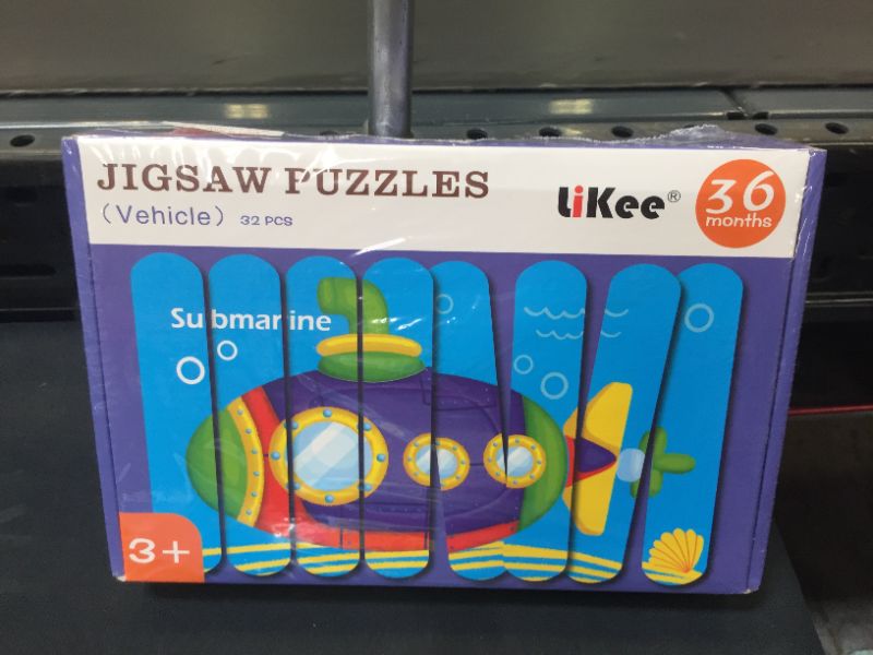 Photo 1 of LiKee Wooden Vehicle Puzzles with Sorting and Stacking Blocks Pattern, Montessori Educational Toys, Educational Toys for Boys and Girls Ages 3+ (32 Pieces and 8 Patterns)----factory sealed
