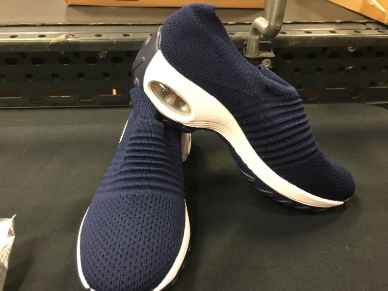 Photo 1 of Ezeerae Women's Platform Walking Shoes Fashion Slip On Socks Lightweight Breathable Mesh Athletic Casual Platform Shoes A-Blue Size 6