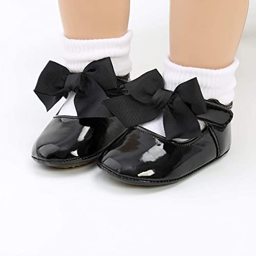 Photo 1 of Baby Girls Mary Jane Flats Bowknot Soft Sole PU Leather First Walkers Wedding Princess Dress Shoes  size 2