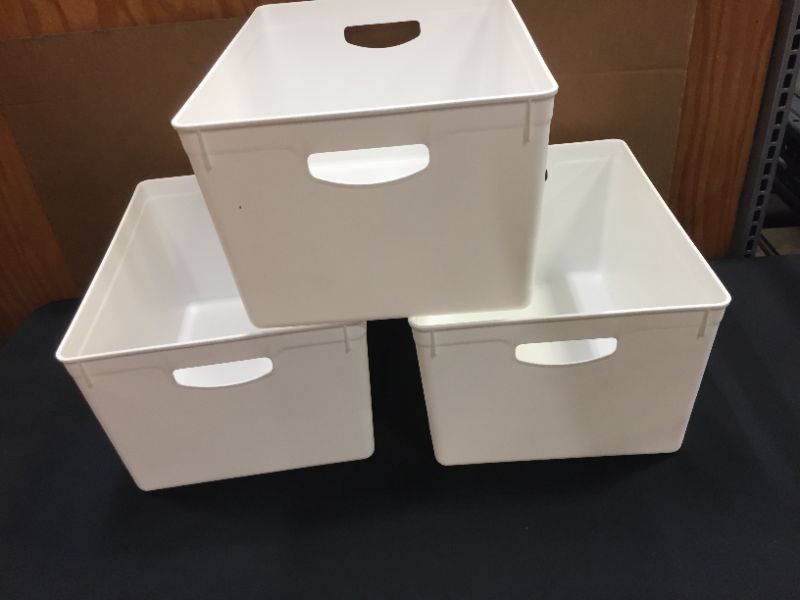 Photo 1 of 3CT LARGE PLASTIC RECTANGLE STORAGE BIN WHITE - BULLSEYE'S PLAYGROUND