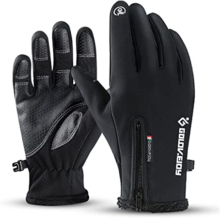 Photo 1 of Winter Touchscreen Gloves, Men Women Full Finger Waterproof Windproof Warmth Riding Zipper Sports Plus Velvet Skiing Gloves Size 2XL