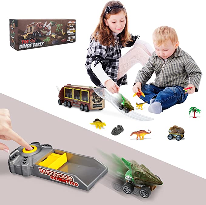 Photo 1 of Dinosaur Toy Truck for Kids Ages 3, 4, 5 and Up, 23 in 1 Dinosaur Toy Set for Kids Boys, Pull Back Cars, Truck Toy with Music and Roaring Sounds and Flashing Lights, Toys for boys and girls