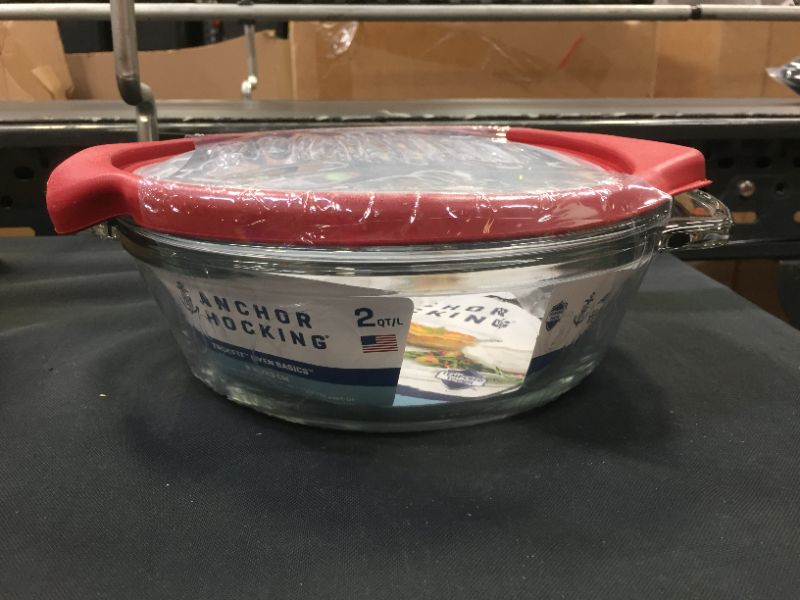 Photo 2 of Anchor Hocking 91817tfc Casserole With Truefit Lid and Glass Cover, Cherry, 2-quart