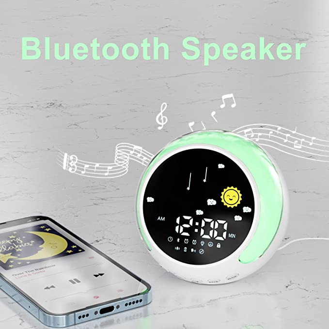 Photo 2 of Letyet Touch Light Alarm Clock, Sleep Coach for Kids, Alarm Clock Ringtones, Sleep Sounds Machine and Bluetooth Speaker