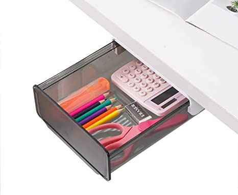 Photo 1 of LAJAR Under Desk Drawer Storage, Hidden Self Adhesive Tray, Desk Organizer for Office, School, Home (Pack of 1 Black)