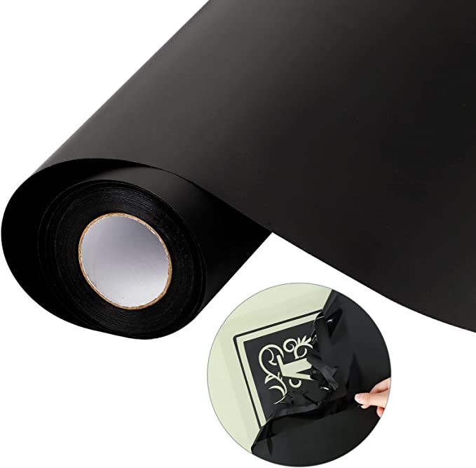 Photo 1 of Black Permanent Vinyl with PET Backing 12x35ft, Black Adhesive Vinyl Roll for Cricut, Silhouette, Party Decor, Scrapbooking, Craft Cutters, Signs, Car Decal (Matte Black)