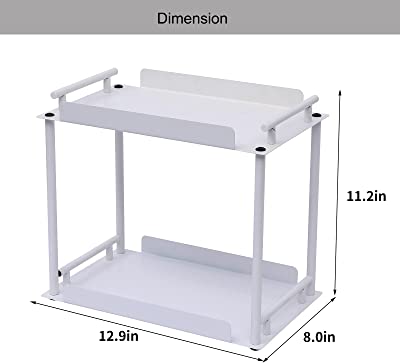 Photo 1 of Bathroom Organizer Countertop,2 Tier Bathroom Counter Organizer Kitchen Spice Rack Cosmetic Organizer,Countertop Storage Shelf for Bathroom,Kitchen,Living Room,Bedroom,White