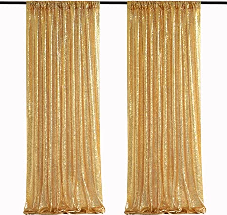 Photo 1 of 4x8ft Light Gold Sequin Curtain Wedding Photography Backdrop Background for Photography