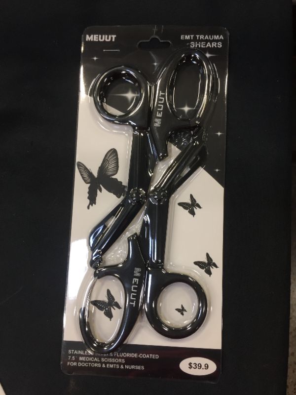 Photo 2 of 2 x 7.5 Inch Medical Scissors with Carabiner, Premium Bandage Scissors, Fluorine Coated with Non-Stick Blades, Stainless Steel Bandage Scissors