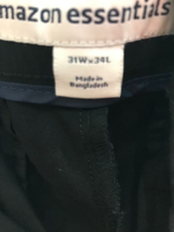 Photo 3 of Amazon Essentials Men's Work Pant Black--Size 31x34