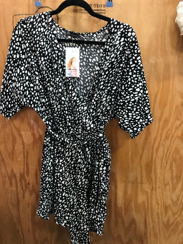 Photo 3 of Black Animal Print V-Neck Romper  Size M