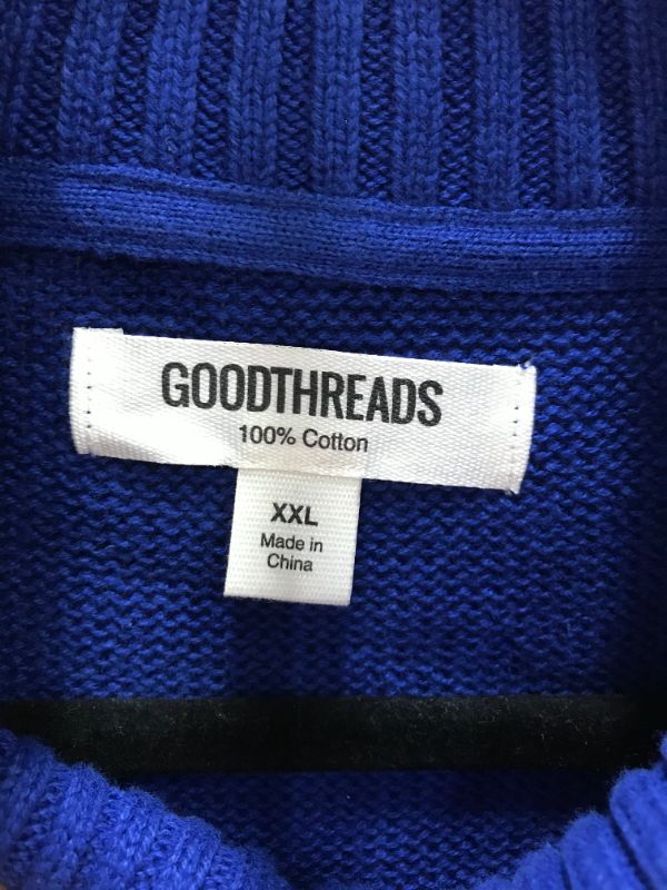 Photo 3 of Goodthreads23.00 Turtleneck 1/4 Zip Blue Sweater Merino Wool Size XXL