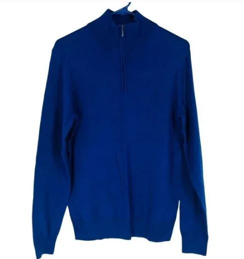 Photo 1 of Goodthreads23.00 Turtleneck 1/4 Zip Blue Sweater Merino Wool Size XXL