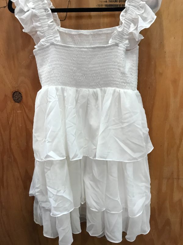 Photo 1 of  Womens Square Neck Sleeveless Ruffle Dress High Waist Backless Tiered Smo Size M