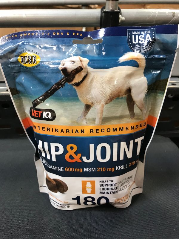 Photo 2 of VetIQ Maximum Strength Hip & Joint Soft Chews Dog Supplement, 180 count  exp date 03*-2024