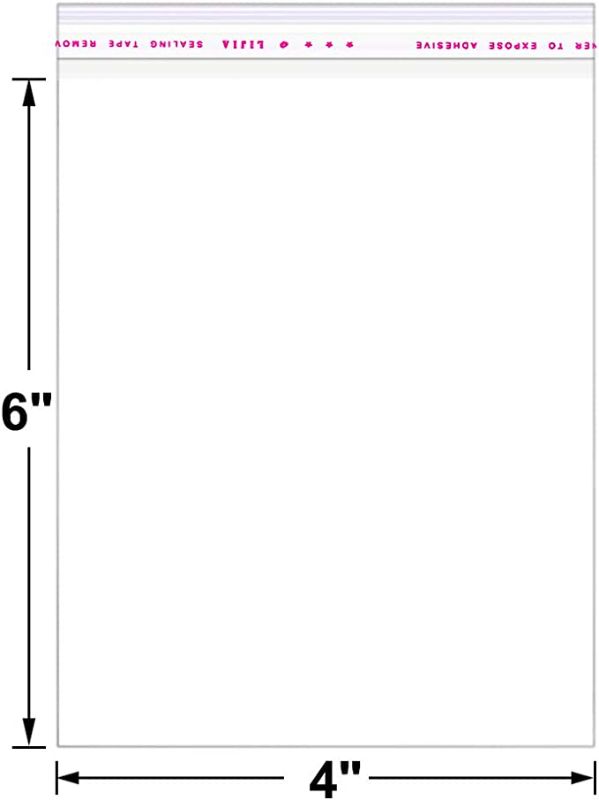 Photo 1 of 200 Pcs 1.6 mil Clear Resealable Cellophane Bags 1.6 Mil Self Adhesive Packaging Bakery Cookie Envelopes Photo Cards Gift Cellophane Poly Bags