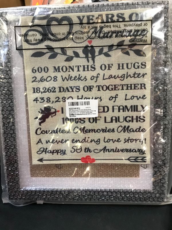Photo 3 of 50th Wedding Anniversary Framed Burlap Print, 11"W x 13"H, Anniversary Gifts, Parents Gift, 50th Anniversary Decorations, Golden Anniversary, Her, Him, Husband, Wife