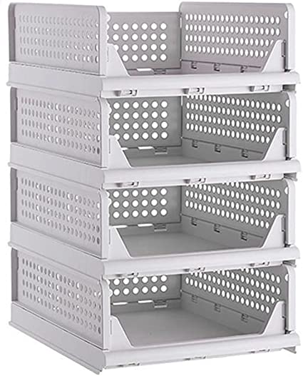 Photo 1 of Closet Organizers and Storage Shelves, Stackable Storage Bins, Plastic Clothes Organizer, Stackable Clothes Drawers (White, 5.5 H)