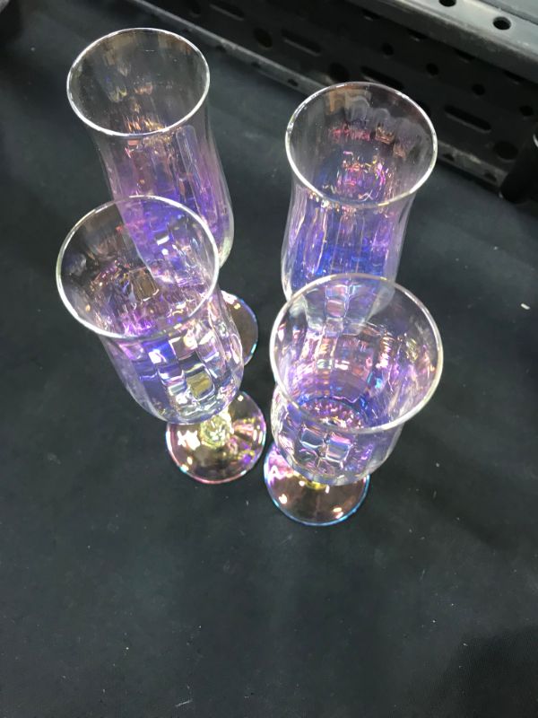 Photo 2 of Crystal Champagne Flutes - Tulip Modern Champagne Glasses Set of 4 for Home Bar Party Anniversary Wedding (Rainbow Color)
