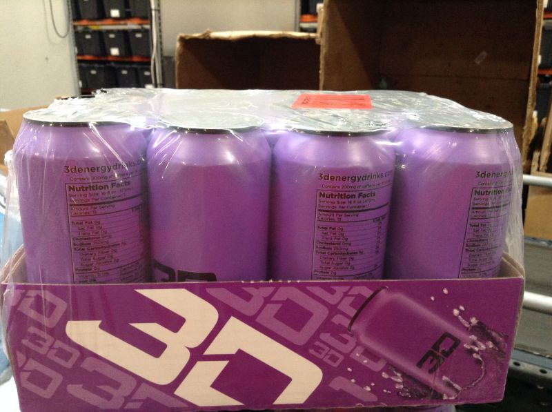Photo 1 of 3D Energy Drink - Purple - 12 Pack  best by 01-2023