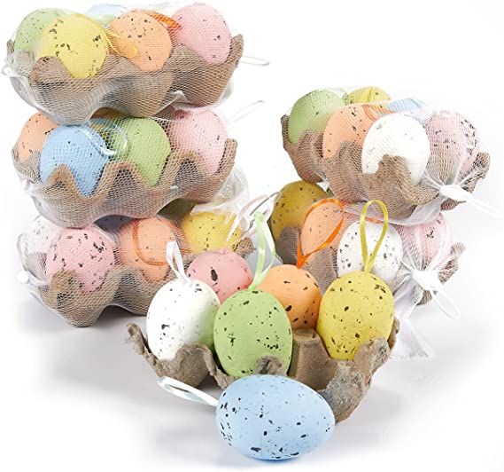 Photo 1 of Easter Egg Ornaments in 6 Colorful Metallic Gold Designs (36 Pack)