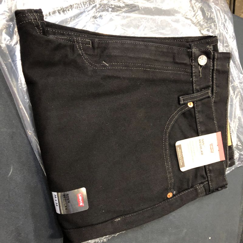 Photo 2 of Levi's Men's 505 Straight Regular Fit Jeans, 36x34, Black
