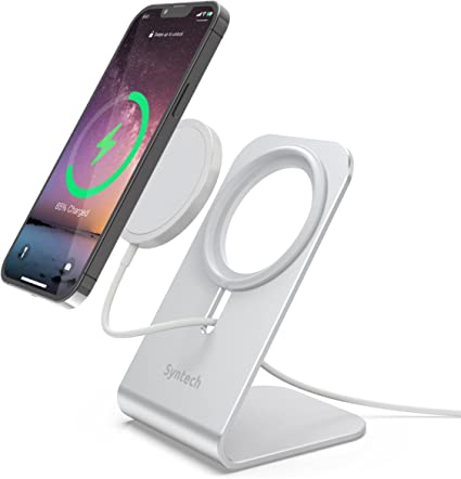 Photo 1 of Syntech Stand for MagSafe Charger Compatible with iPhone 12/13/Mini/Pro/Pro Max, Aluminum Desk Holder Phone Charger Stand MagSafe Accessories, Sliver (MagSafe Charger Not Included)