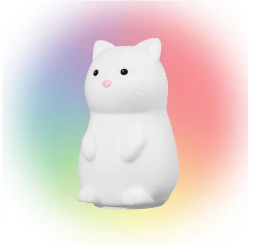 Photo 1 of Whiskers Cat Multi-Color Changing Integrated LED Rechargeable Silicone Night Light, White