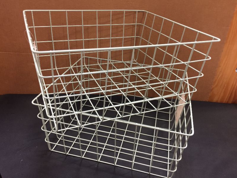 Photo 3 of 2 pcs--13" Rectangular Wire Decorative Basket - Brightroom™ Dimensions (Overall): 6.75 Inches (H) x 14.75 Inches (W) x 13 Inches (D)
