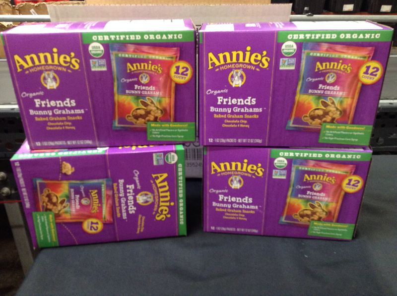 Photo 2 of Annie's Organic Friends Bunny Graham Snacks, Chocolate Chip, Chocolate & Honey, 12 Packets (Pack of 4)