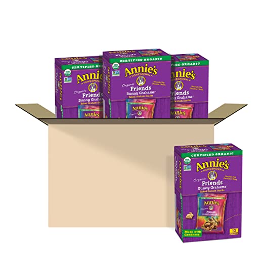 Photo 1 of Annie's Organic Friends Bunny Graham Snacks, Chocolate Chip, Chocolate & Honey, 12 Packets (Pack of 4)