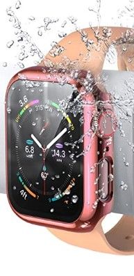 Photo 1 of [2 Packs] AISIBY IP68 Waterproof Case Compatible for Apple Watch Series 6/5/4/SE 44mm with Built-in Tempered Glass Screen Protector Full Coverage Hard HD(Rosegold)
