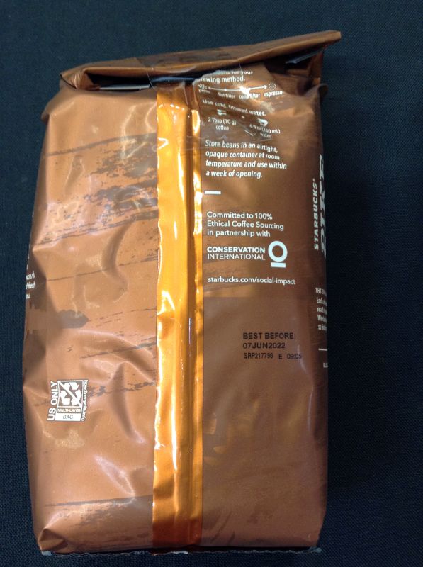 Photo 4 of Starbucks WHOLE BEAN Coffee—Medium Roast Coffee—Pike Place Roast—100% Arabica—1 bag (28 oz)--EXP --6/07/2022