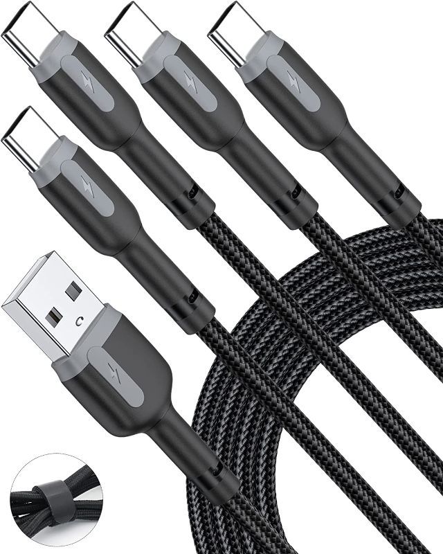 Photo 1 of USB Type C Cable, Anycars+[4-Pack,3.3ft,6.6ft]2.4A Fast Charging USC Cable, Durable Nylon Braid USB C to USB A Charging Cord for Galaxy S10 S9 S8 Plus S21,Note 10 9 8,LG V30,V20,G6,Moto G7 Grey Black