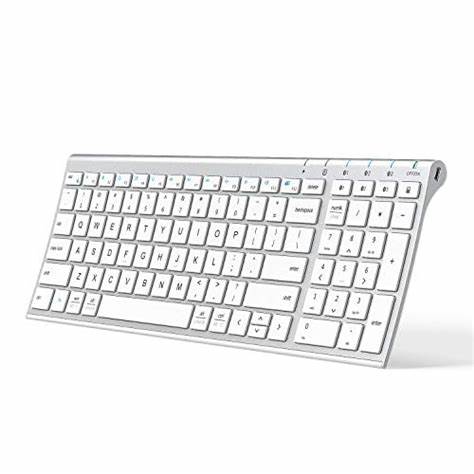 Photo 1 of iClever BK10 Bluetooth Keyboard, Multi Device Keyboard Rechargeable Bluetooth 5.1 with Number Pad Ergonomic Design Full Size Stable Connection Keyboard for iPad, iPhone, Mac, iOS, Android, Windows-----damage packaging 
