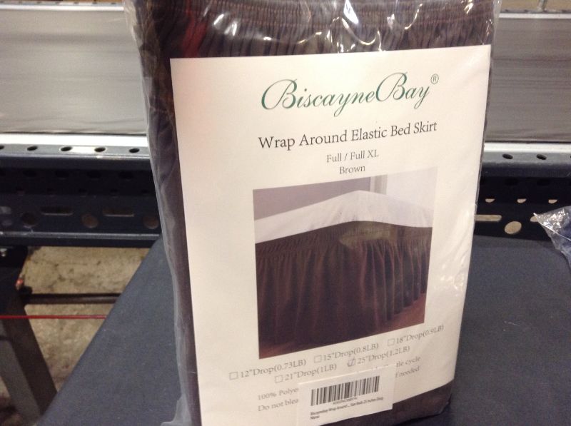 Photo 2 of Biscaynebay Wrap Around Bed Skirts for Full & Full XL Beds 25 Inches Drop, Brown Elastic Dust Ruffles Easy Fit Wrinkle and Fade Resistant Silky Luxurious Fabric Solid Machine Washable
