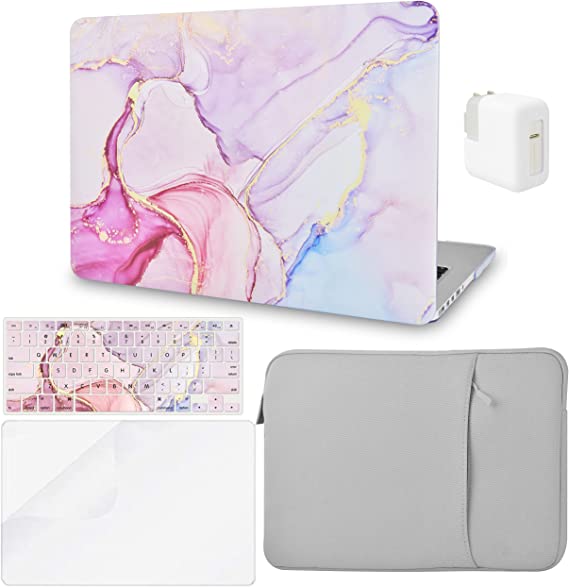 Photo 1 of YEMINI Compatible with MacBook Pro 13 inch Case 2016-2020 A2159 A1989 A1706 A1708 Touch Bar Plastic Hard Shell+Sleeve+Charger Case+Keyboard Cover+Screen Protector (Pastel Marble)