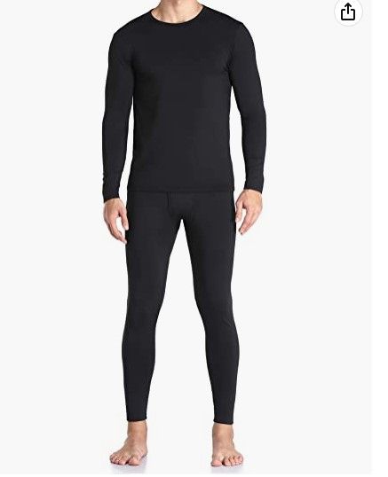 Photo 1 of 2 sets---Men's Premium Thermal Set Long Sleeve Top & Bottom Fleece Lined Goodfellow & Co™ Black Sise Small 
