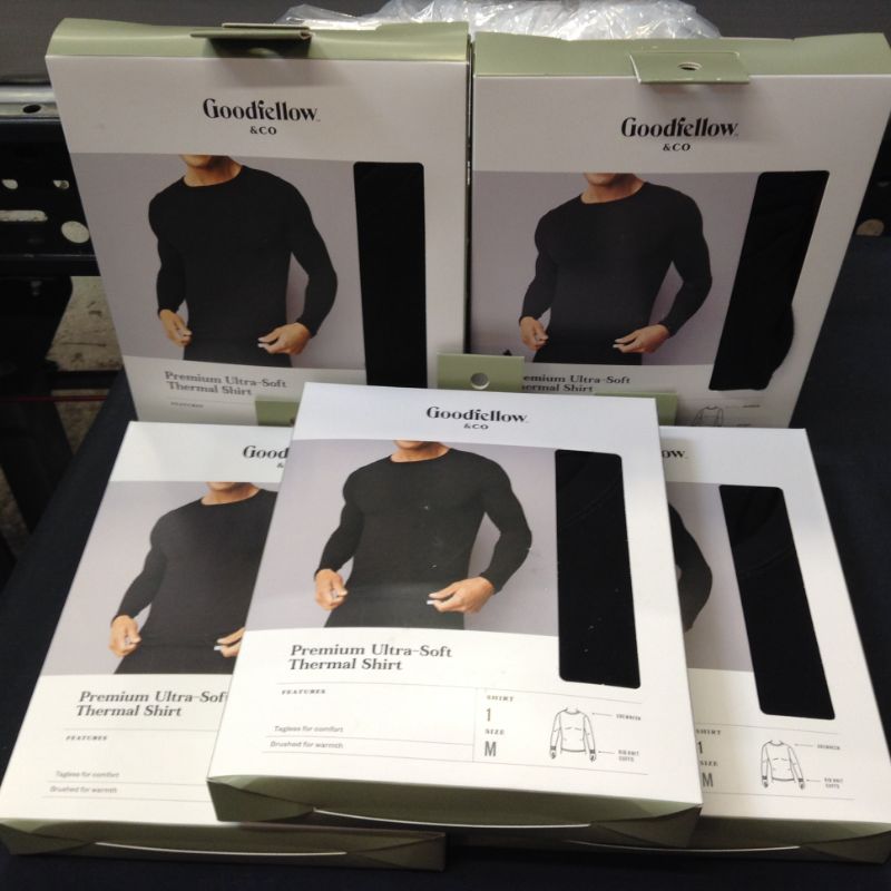 Photo 2 of 5 pcs Men's Premium Long Sleeve Thermal Undershirt - Goodfellow & Co™ Black Size Medium 
