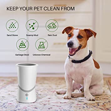 Photo 1 of Dog Paw Cleaner, Portable Paws Washer, Pet Foot Wash Cup for Small Dogs, Automatic Mudbuster Paw Cleaner with Grooming Brush
