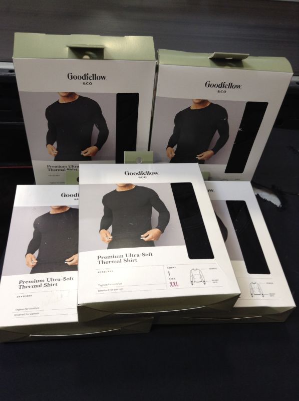 Photo 2 of 5 pcs Men's Premium Long Sleeve Thermal Undershirt - Goodfellow & Co™ Black Size XXL
