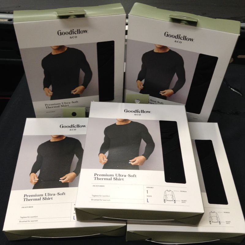 Photo 2 of 5 pcs Men's Premium Long Sleeve Thermal Undershirt - Goodfellow & Co™ Black Size Large
