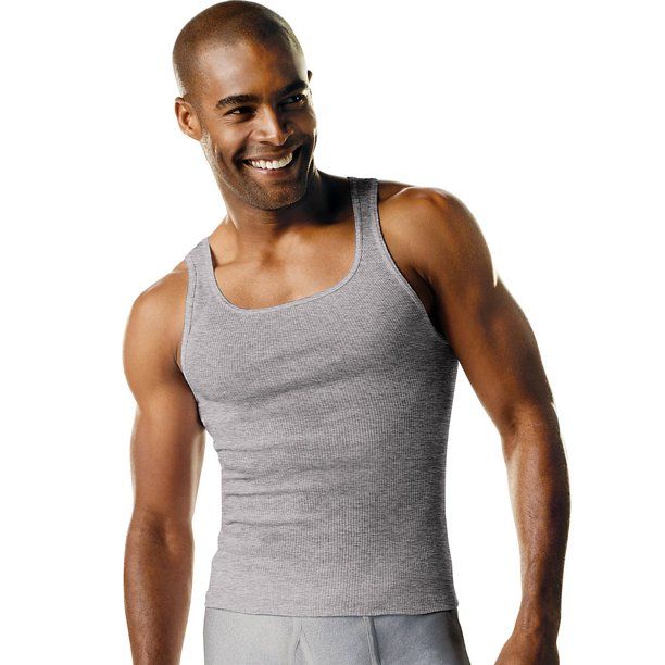 Photo 1 of Hanes Men's 6-Pack Tagless Cotton Tank Undershirt--GRAY  SIZE MEDIUM