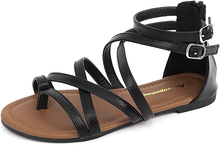 Photo 1 of FUNKYMONKEY Girls Gladiator Strap Sandals Flat Fisherman Thong Cross Strappy Sandals---KIDS SIZE 1