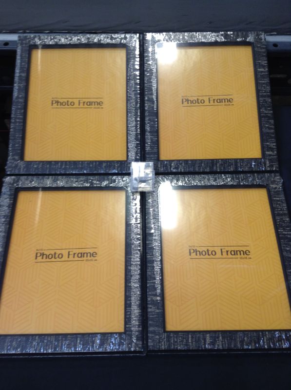 Photo 1 of 8x10 Picture Frame Set of 4 High Definition Glass Photo Frames with Decor Vertical or Horizontal Installation Ivory Black Matte Flat Plastic Frame for Wall Mounting or Tabletop Display,Snzimtty