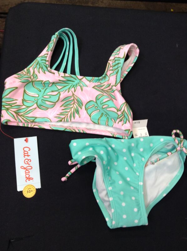 Photo 2 of Girls' Palm Print with Polka Dot 2pc Bikini Set - Cat & Jack--SIZE XS 4/5