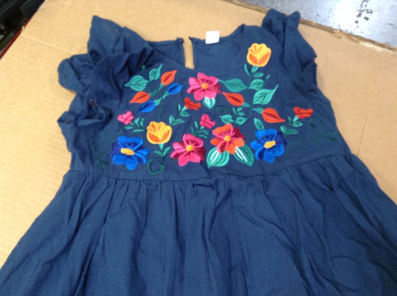 Photo 1 of Floerns Women's Summer Floral Embroidery Dress Ruffle Sleeve Round Neck Smock Short Dress---size sx
