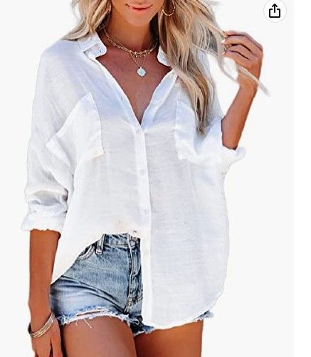 Photo 1 of Bsubseach Button Down Shirt Cover Up Bathing Suit Coverups for Women Summer Casual Blouse---One size 
