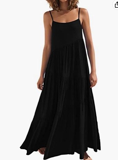 Photo 1 of ANRABESS Women’s Summer Casual Loose Sleeveless Spaghetti Strap Asymmetric Tiered Beach Maxi Long Dress---size xl 
