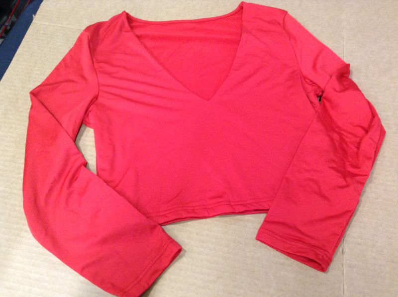 Photo 2 of  Women's Sexy Bodycon Basic Scoop Neck Long Sleeve Slim Solid Color Crop Top------top only size l